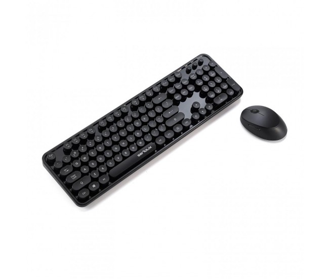 Kit tastatura + mouse Serioux Retro dark 9900BK, wireless 2.4GHz,