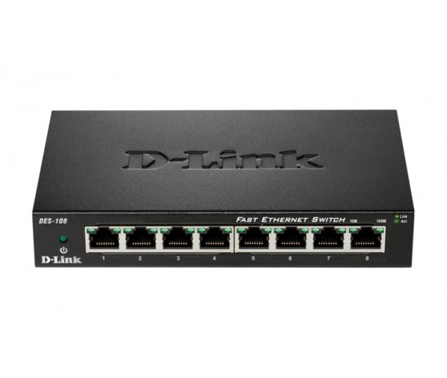 Switch D-Link DES-108, 8 port, 10/100 Mbps