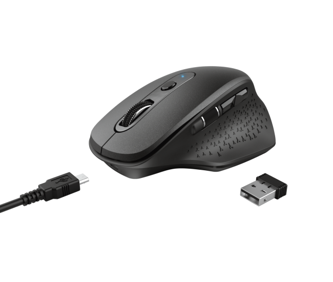 Mouse Trust Ozaa, Rechargeable Wireless, negru