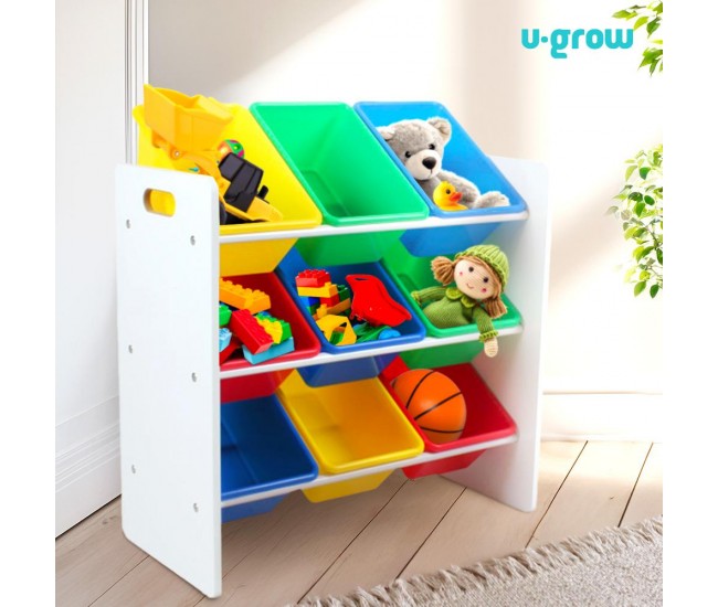 Raft depozitare jucarii cu 9 cosuri multicolore, U-Grow