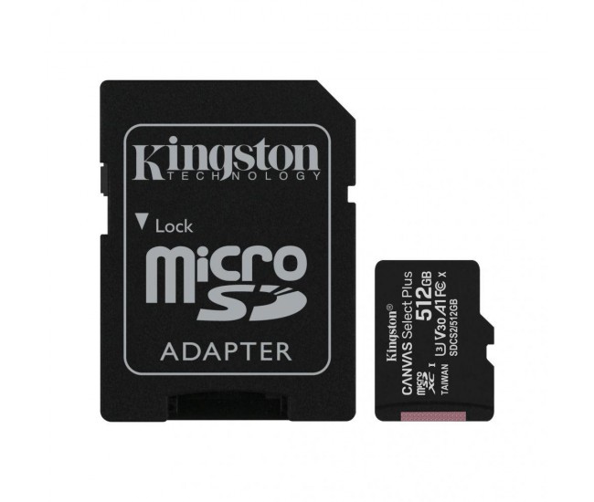 Card de Memorie MicroSD Kingston Select Plus, 512GB, Adaptor SD,