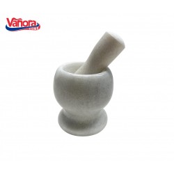 MOJAR CU PISTIL DIN MARMURA, DIA 9.5 CM, ALB, VANORA