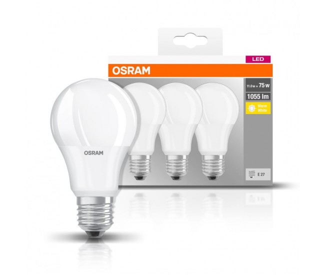Set 3 becuri Led Osram, E27, 10,5W, 1055 lumeni, lumina