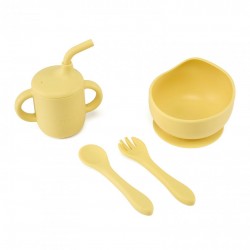 Set 4 piese diversificare din silicon: Cana cu pai, bol