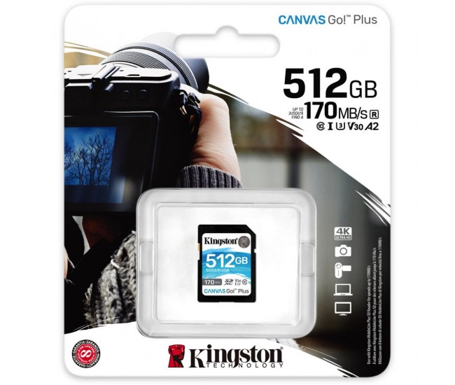 Card de Memorie SD Kingston Canvas GO Plus, 512GB, Class