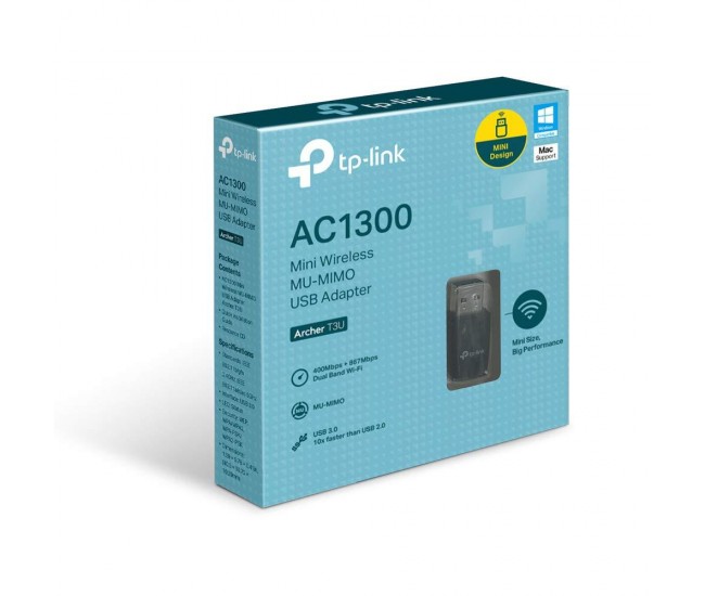 TP-link AC1300 Mini Adaptor USB Wireless MU-MIMO, ARCHER T3U; USB