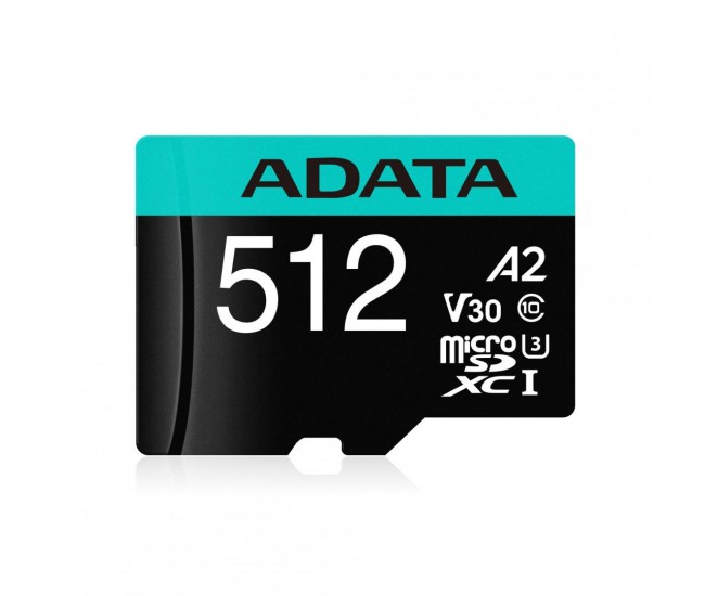 Card de Memorie MicroSD ADATA 512GB, Adaptor SD, Class 10