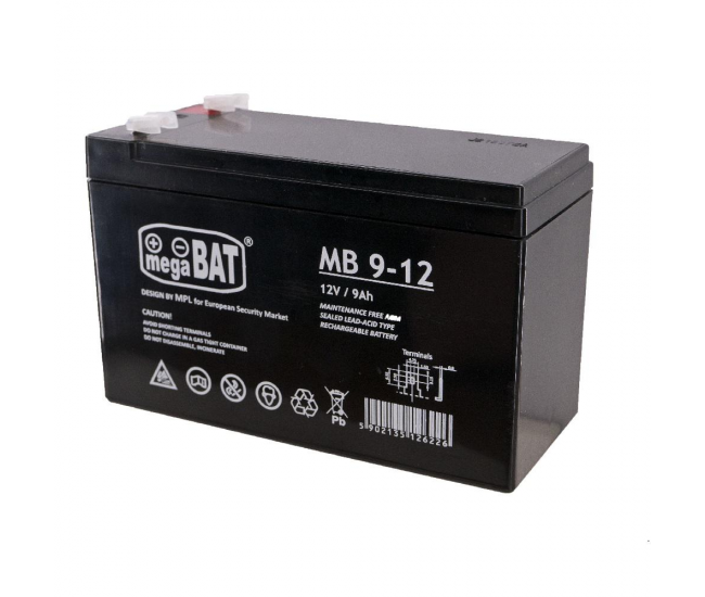 Acumulator VRLA AGM Megabat MB9-12 fara intretinere 9Ah 12V. terminal