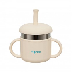 Cana din silicon cu pai si interior din inox,220 ml,