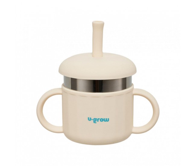 Cana din silicon cu pai si interior din inox,220 ml,