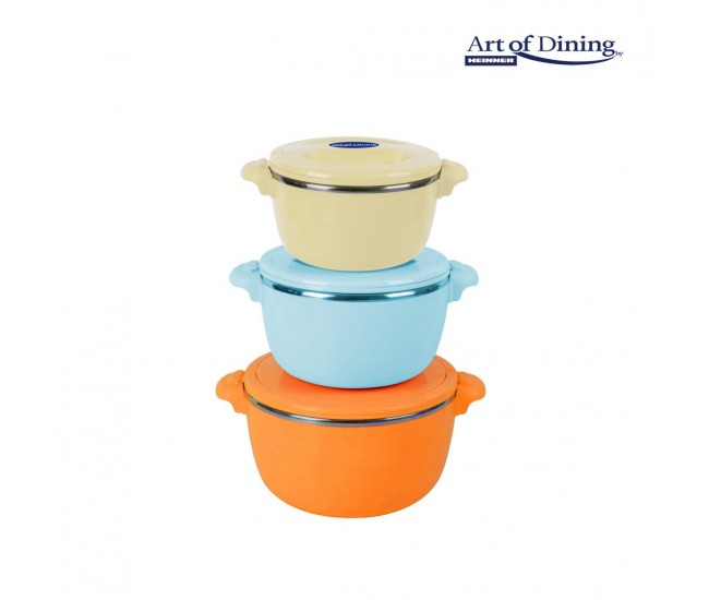 SET 3 CASEROLE TERMICE 2+4+6L,BELLY ORANGE, ART OF DINING BY