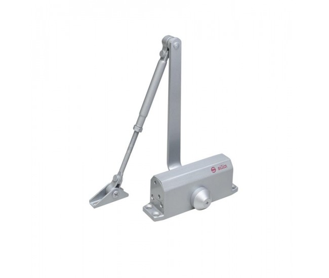 Amortizor hidraulic cu brat SA-5012AW-sv, culoare argintie; Pentru: usi cu