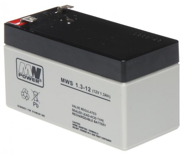 Acumulator AGM 1.3Ah 12V seria MW Power,MWS1.3-12,terminal de conexiune F1,