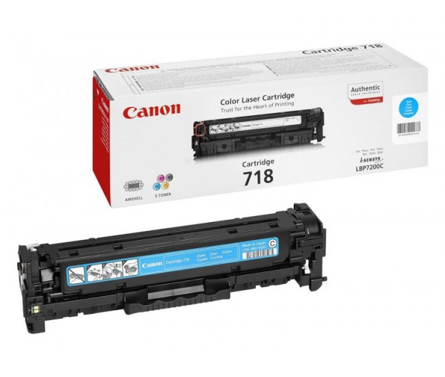 Toner Canon CRG718C, cyan, capacitate 2900 pagini, pentru LBP-7200Cdn