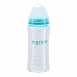 Biberon de sticla 260 ml+2 tetine extra, U-Grow