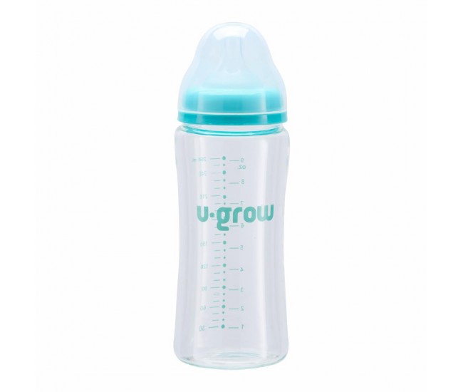 Biberon de sticla 260 ml+2 tetine extra, U-Grow