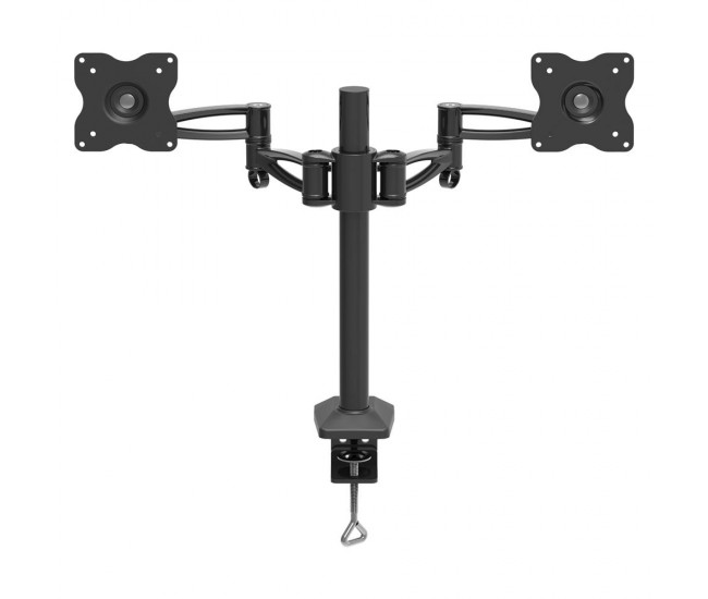 BARKAN Dual Monitor Desk Mount, Black, 5 Movement -Vertical adjustment,