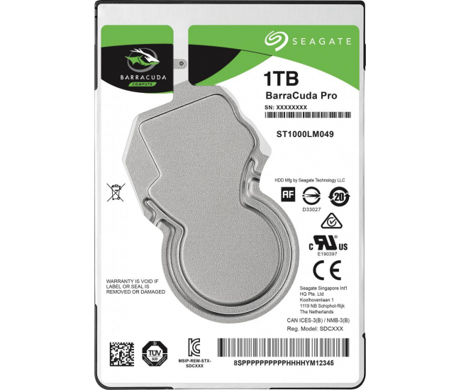 HDD Laptop Seagate BarraCuda® 1TB, 7200RPM, SATA III