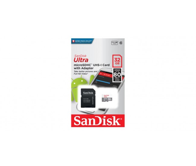 Card de Memorie SanDisk MicroSDHC, 32GB, Adaptor SD, Class 10