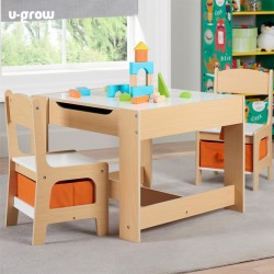 Set masuta si 2 scaune , lemn natur, U-Grow