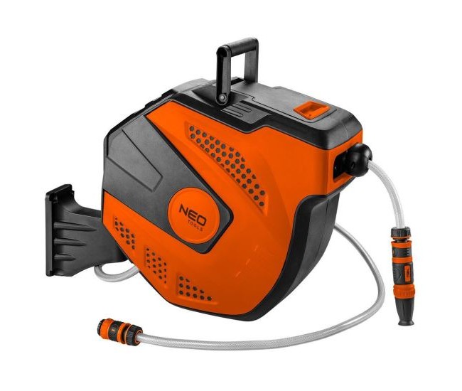 Furtun cu tambur/rola pentru gradina, retractabil/automat, pentru perete, 1/2, 20 m, NEO