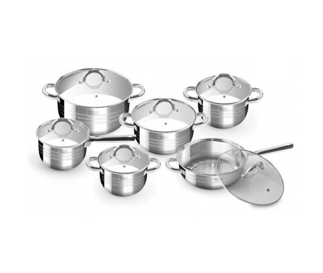 Set oale cu capac, inox, 12 piese, Perfect Home De Luxe