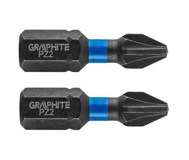 Varfuri, biti, de impact, PZ2, 1/4, set 2 buc, PZ2x25 mm, Graphite