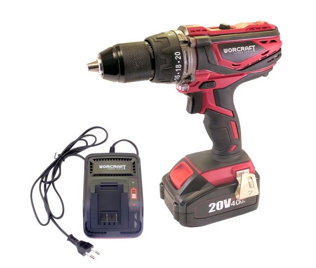 Masina de gaurit, insurubat (bormasina), cu percutie, cu acumulator 4 Ah Li-ion, 20 V, incarcator, mandrina 13 mm, Worcraft