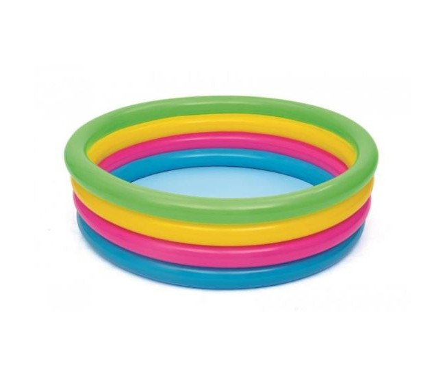 Piscina gonflabila pentru copii, rotunda, curcubeu, 157x46 cm, Bestway Rainbow 