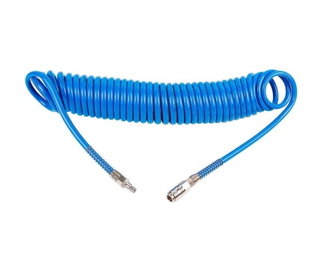 Furtun aer/presiune, spiralat, PU, albastru, 8x5 mm, 10 bar, 10 m, Richmann Exclusive