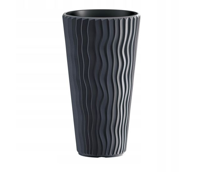 Ghiveci decorativ de flori, rotund, inalt, antracit, 18/45 L, 39x70.8 cm, Sandy Slim 