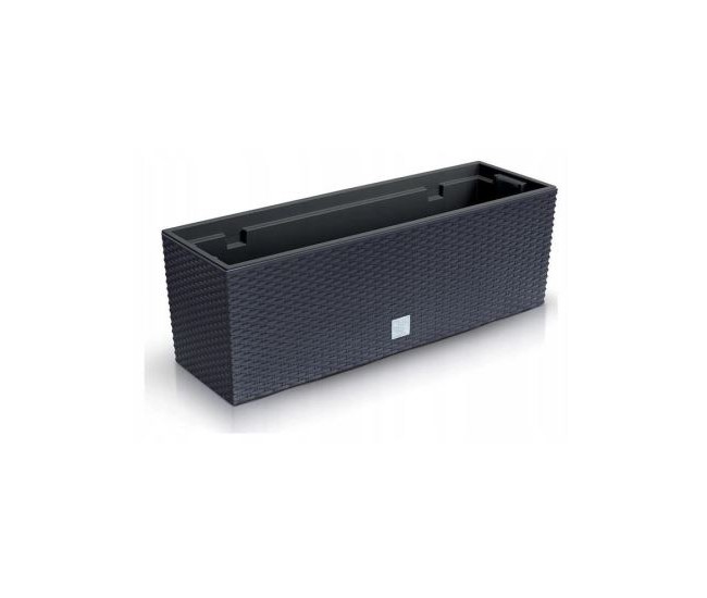 Jardiniera decorativa, imitatie ratan, antracit, 58x18x19.5 cm, Rato Case