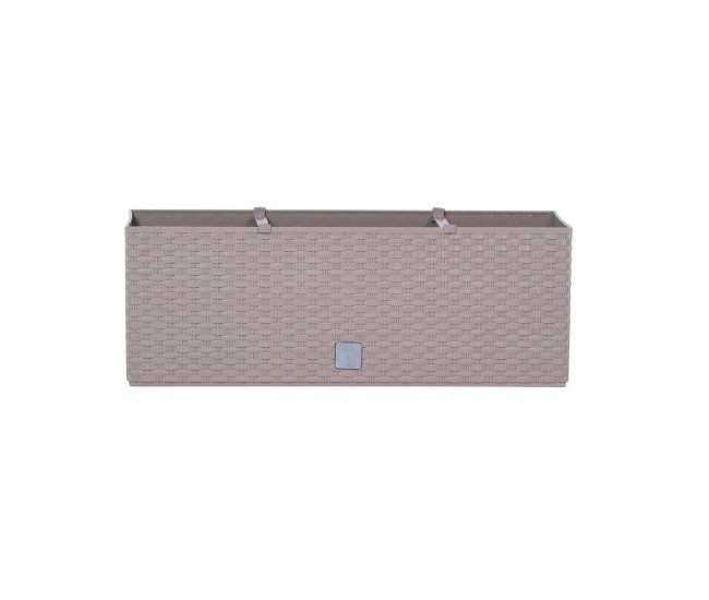 Jardiniera decorativa, sistem irigare, imitatie ratan, cafeniu, 30 L, 60x25x24 cm, Rato Case