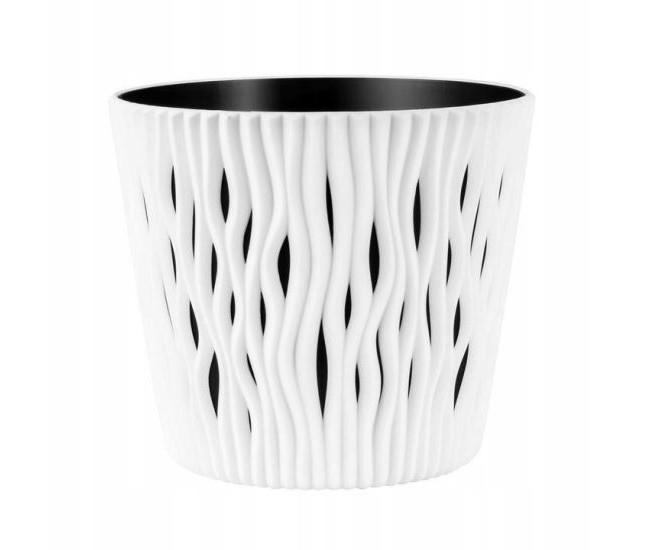 Ghiveci decorativ de flori, rotund, alb, 7.9 L, 26.2x22.2 cm, Sandy Round