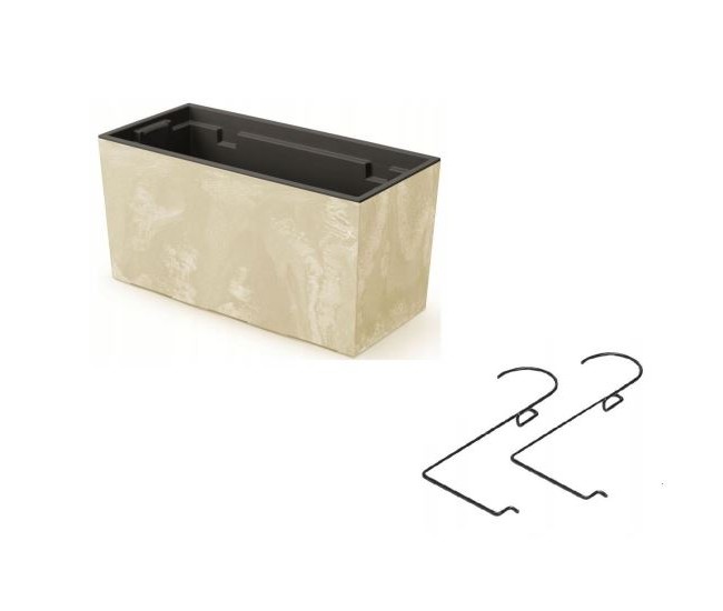 Jardiniera decorativa, suport metalic, crem, 39.5x18.5x19.5 cm, Urbi Case Beton Effect W