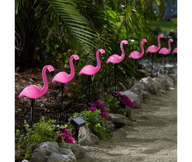 Lampa solara pentru gradina, 3 flamingo, 18x6x52 cm