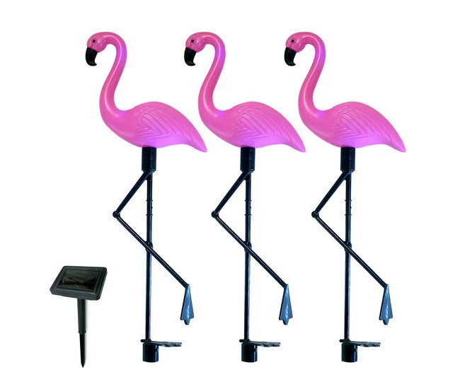 Lampa solara pentru gradina, 3 flamingo, 18x6x52 cm
