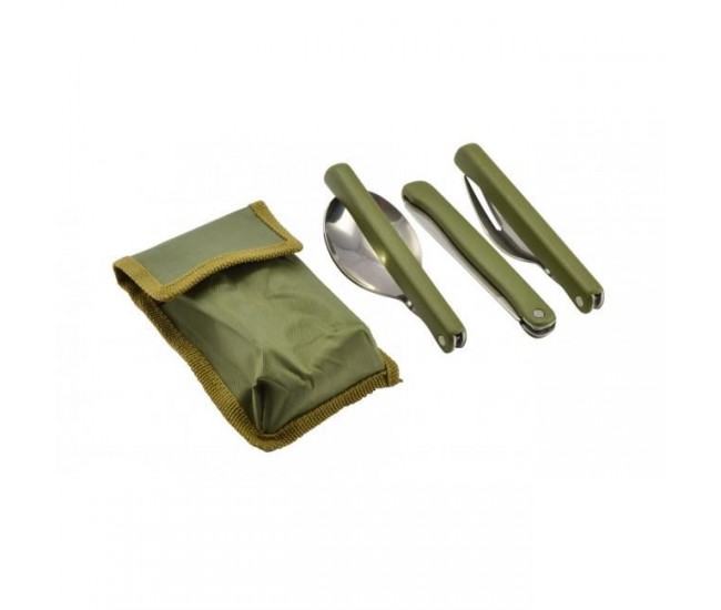 Tacamuri camping cu husa de poliester, inox, pliabile, set 3 piese, 19.5 cm, Perfect Home 