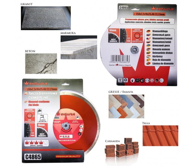 Disc diamantat continuu, ceramica, taiere umeda, 250 mm/25.4 mm, Richmann Exclusive