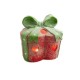 Decoratiune Craciun, cadou cu fundita, cu inimioare, rosu si verde, LED, 3xAA, 28x28x27 cm