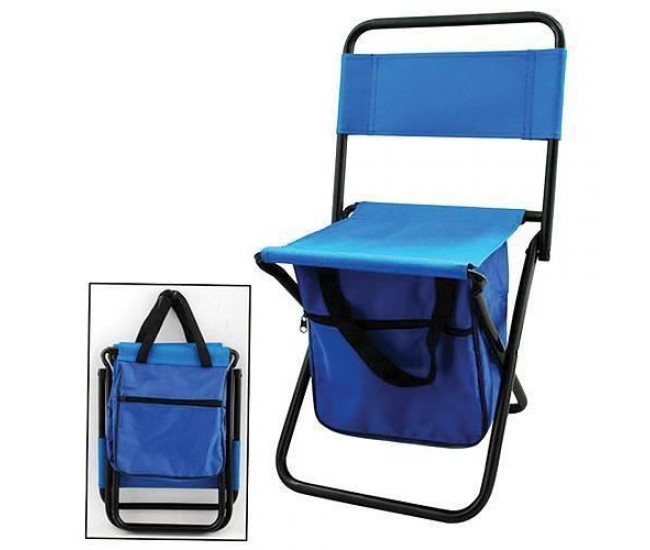 Scaun mini pliabil, gradina, camping, pescuit, cu geanta, albastru, max 80 kg, 20x25x47cm