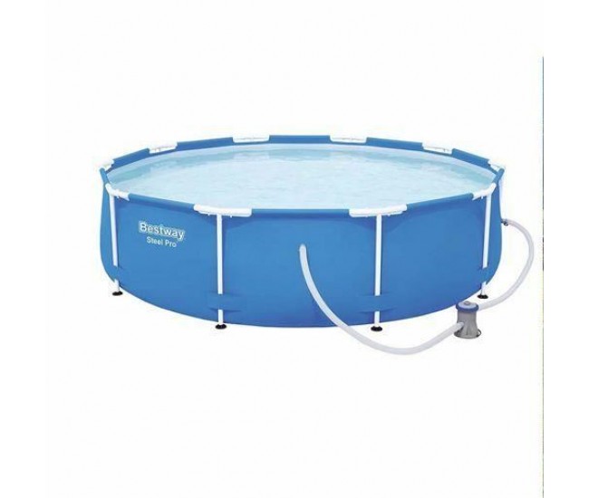 Piscina structura metalica, rotunda, cu filtru, albastru, 366x76 cm, Bestway Steel Pro