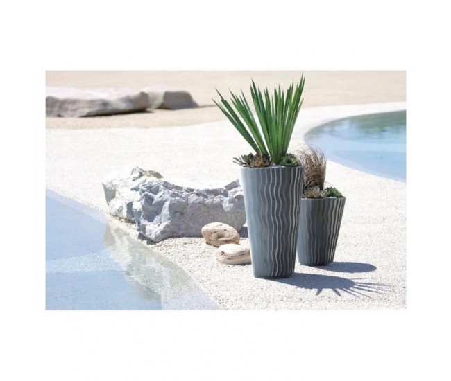 Ghiveci decorativ de flori, rotund, gri, 29.7x33 cm, Sandy 