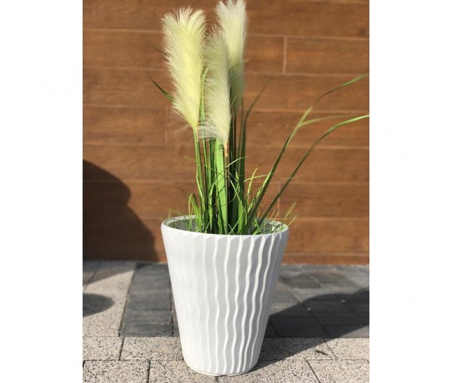 Ghiveci decorativ de flori, rotund, alb, 29.7x33 cm, Sandy 