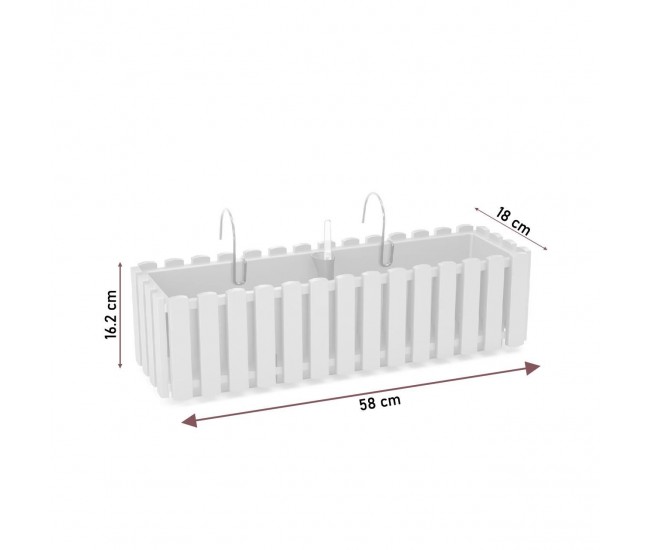 Jardiniera decorativa, suport metalic, sistem irigare, gri, 58x18x16.2 cm, Boardee Fencycase W 