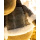 Decoratiune Craciun, ren in carouri, maro si gri, blanita alba, 20x50 cm, Jumi