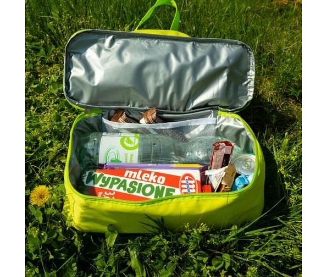 Geanta picnic, termoizolanta, impermeabila, verde si galben, 20 L, 35x15x58 cm, Malatec 