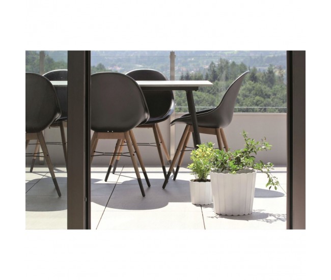 Ghiveci decorativ de flori, rotund, alb, 12 L, 28.5x25.6 cm, Boardee Basic