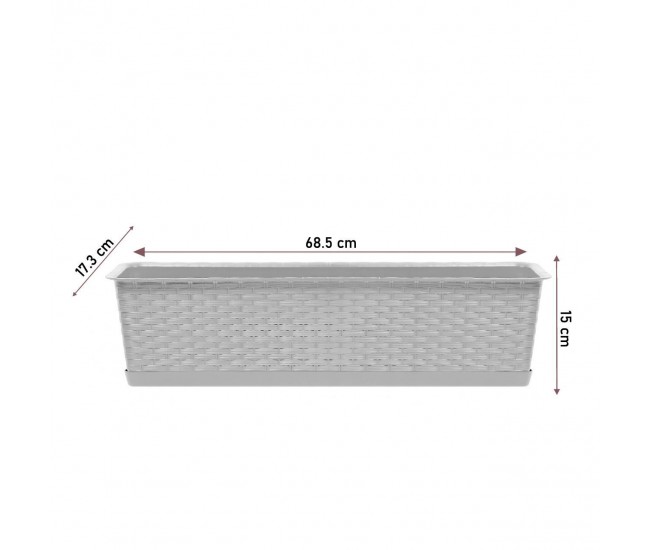 Jardiniera decorativa, cafeniu, 68.5x17.3x15 cm, Ratolla Case P 