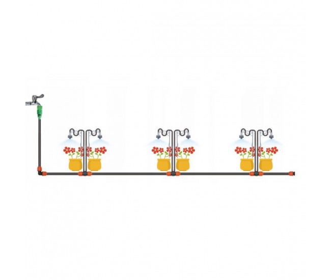 Sistem irigatii, 10 duze, 49 piese, GardenLine 